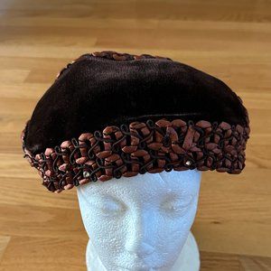 Vintage Brown Velvet Half Hat